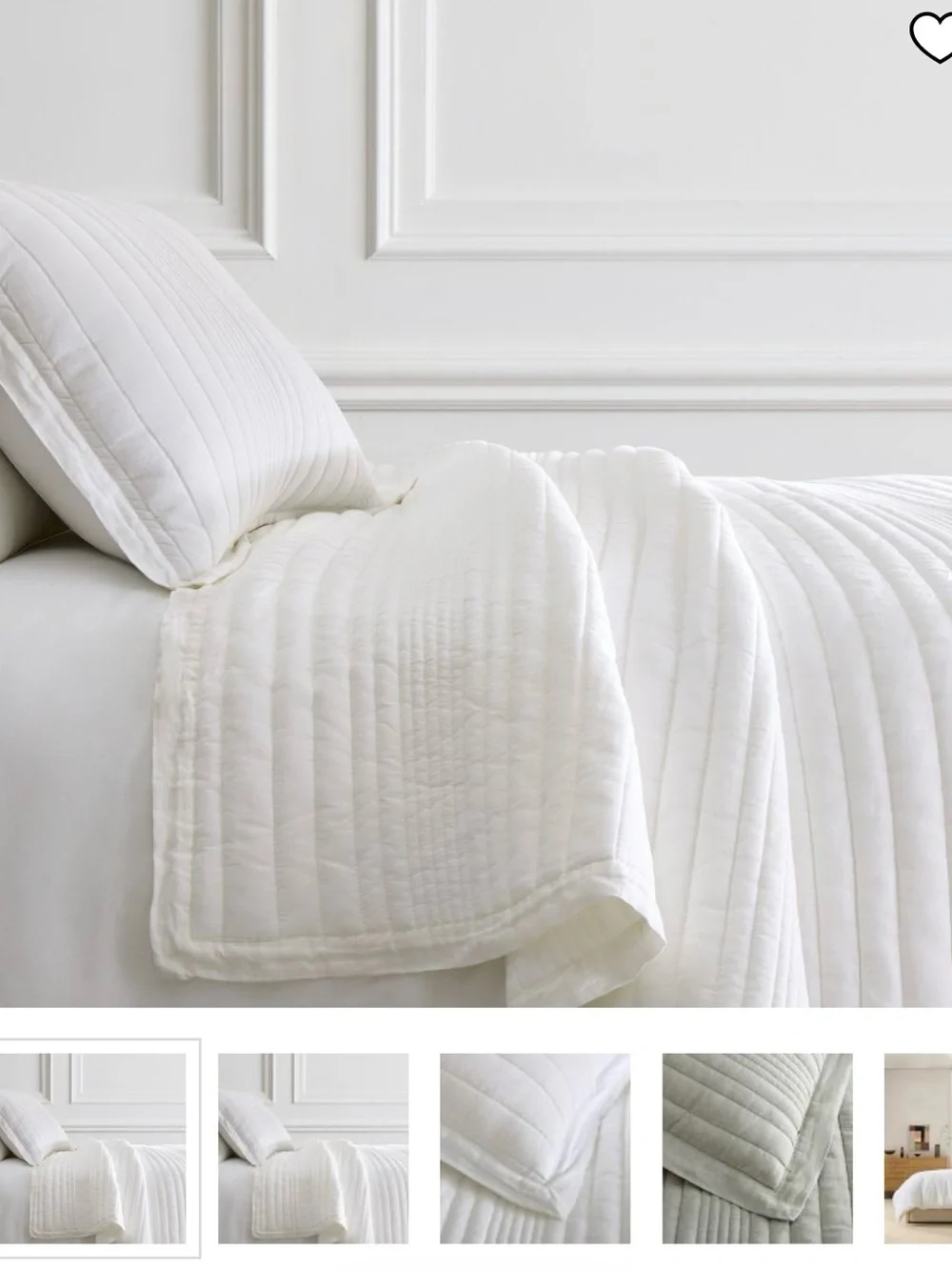 West Elm: European Flax Linen Linework Quilt & 2 Euro Shams - White